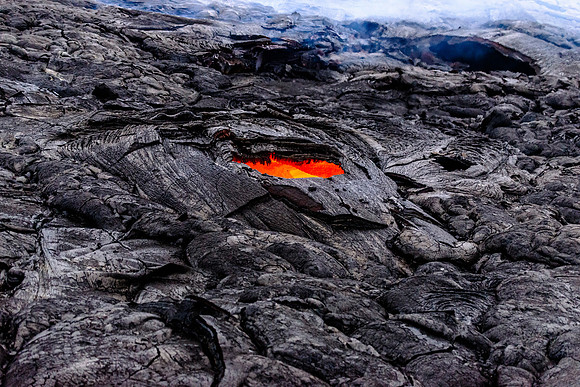 A slightly more distant shot of the skylight in "Natural Forge". This area reminds one of the gates of hell. Lava, heat, sulfur, and treacherous terrain make for unforgiving environment.