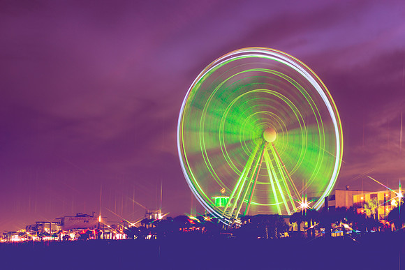 Ferris wheel at dusk in Myrtle Beach, South Carolina.