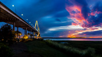 The Arthur Ravenal bridge in Charleston, South Carolina at sunset.
