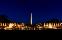 Looking across the World War II Memorial fountain to the Washington Monument.