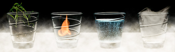 Experimenting with an inspiration of the four traditional elements.