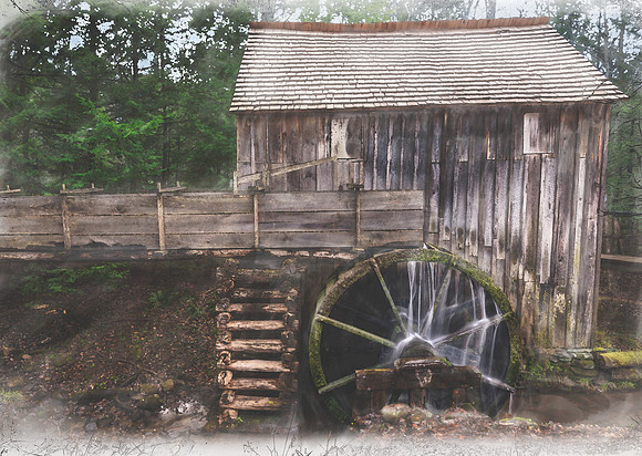 An old grist mill preserved inside of Great Smoky Mountains National Park.