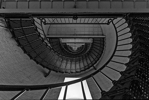Abstract image of the sprial staircase inside the Bodie Island Lighthouse.