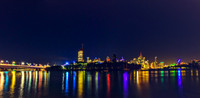 A look at the Brisbane night skyline from Kangaroo Point across the Brisbane River.