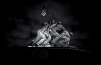 Long exposure shot with black and white treatment of the USMC War Memorial.